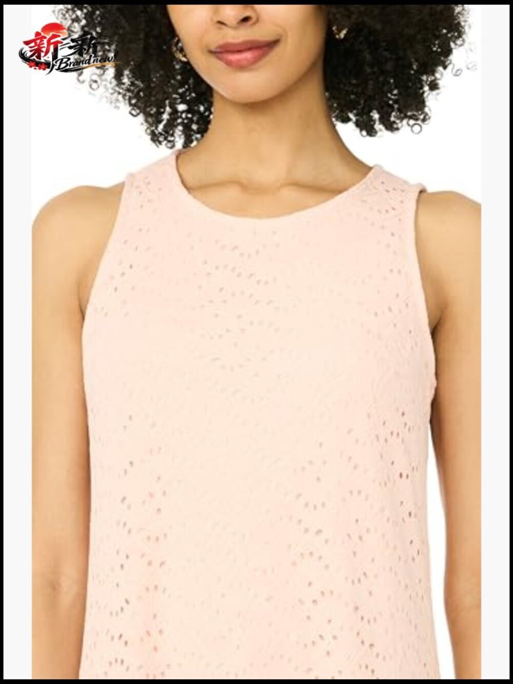 Knit Eyelet Maxi Tank Dress - A-Line Square Neck Maxi Dress - Picture 3 of 4